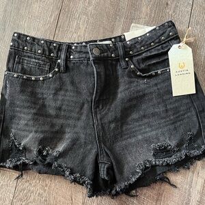 Austin Landing Black Studded Jean Shorts